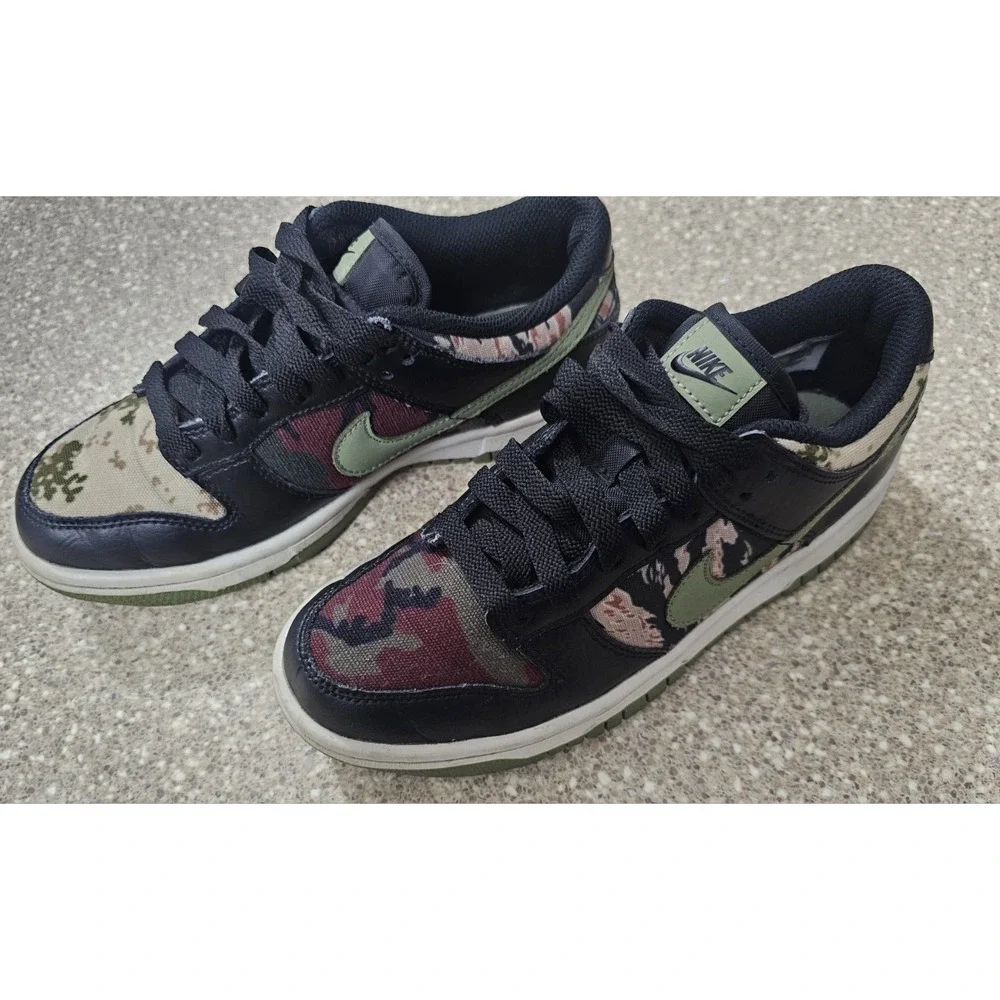 Nike Dunk Low Crazy Camo Green Size 4y Multi-Camo Black Sail DH0957-001 SE